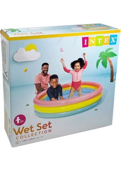 3 Boğumlu Sunset Havuz Sarı-Mavi-Pembe 114X25 cm Evde Bahçede Havuz modelleri