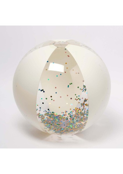 Parıltılı şişme plaj topu, renkli ve eğlenceli yaz aktiviteleri için ideal