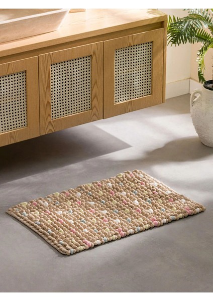Renkli Karışık Tomurcuk Desenli Banyo Paspası 50x80 cm Kaymaz Taban