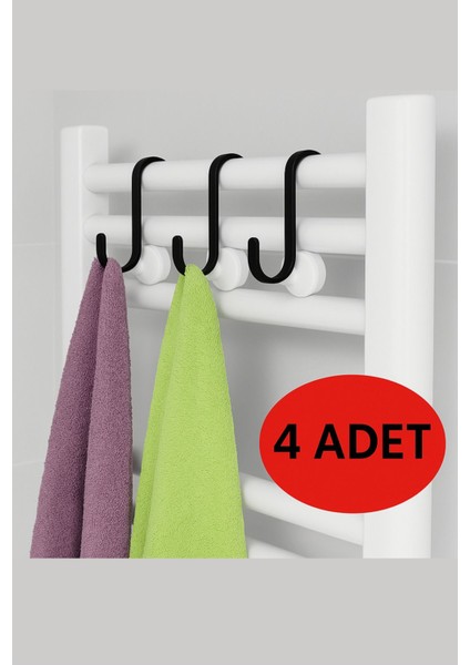 6 Adet Siyah Plastik Havlupan Kancası Seti, Banyo ve Mutfak İçin Askı Aparatı