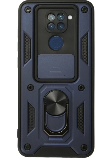 Xiaomi Redmi Note 9 Kılıf Pars Lens Yüzüklü Silikon - Lacivert Inslm