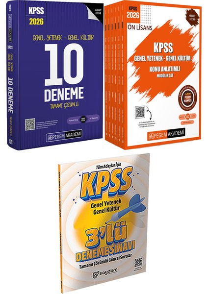 2026 Kpss Tamamı Çözümlü 10 Deneme - 2026 Kpss Ön Lisans Konu Anlatımlı Modüler Set Genel Yetenek Genel Kültür (6 Kitap) + 3 Deneme Hediye