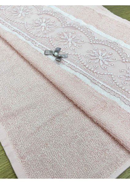 6'lı pamuklu güpürlü yüz havlusu seti, fiyonklu, desenli, 50x90 cm modelleri