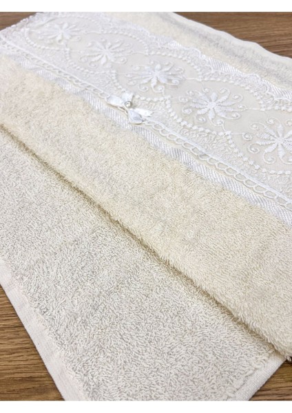 6'lı pamuklu güpürlü yüz havlusu seti, fiyonklu, desenli, 50x90 cm fırsatları