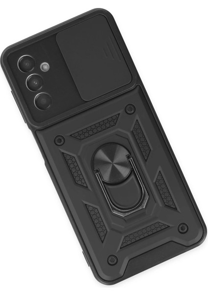 Samsung Galaxy A04S Kılıf Pars Lens Yüzüklü Silikon - Siyah Inslm