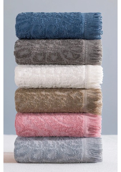 6'lı Renkli Pamuklu El Havlusu, Yumuşak, Emici, Şık, Saçak Detaylı, 30x50 cm