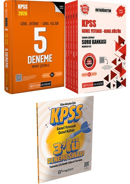 2026 Kpss Tamamı Çözümlü 5 Deneme - 2026 Kpss Ortaöğretim Soru Bankası Modüler Set Genel Yetenek Genel Kültür Tamamı Çözümlü (5 Kitap) + 3 Deneme Hediye