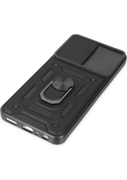 Samsung Galaxy A04S Kılıf Pars Lens Yüzüklü Silikon - Siyah Inslm