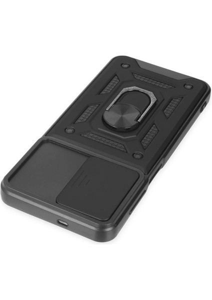 Samsung Galaxy A04S Kılıf Pars Lens Yüzüklü Silikon - Siyah Inslm