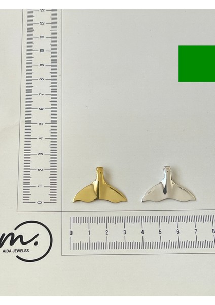 925 Ayar Gümüş Büyük Boy Tasarım Balina Kuyruğu Kolye Ucu Gold Renginde indirimleri
