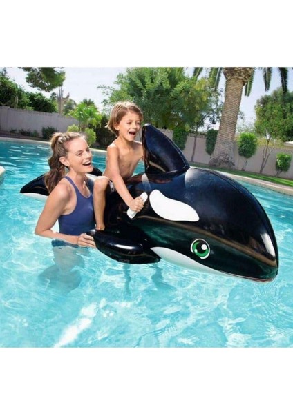 Balina Temalı Yüzme Simidi 203x102 cm, Siyah, Eğlence ve Güvenle Kullanım, 3+ Yaş fiyatları