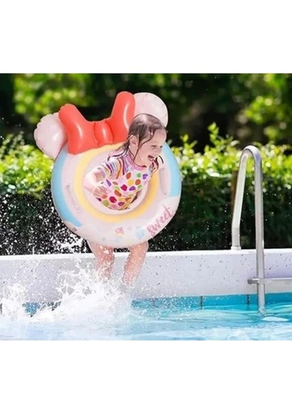 Renkli, oturaklı çocuk yüzme simidi, 1-5 yaş, pembe, 52 cm, pompa dahil değil fırsatları