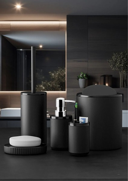 Şık Siyah 5'li Banyo Aksesuar Seti, Akrilik, Modern ve Zarif Tasarım fiyatları