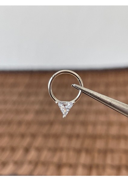316 L Cerrahi Çelik Halka Üçken Taşlı Helix Tragus Kıkırdak Piercingi modelleri