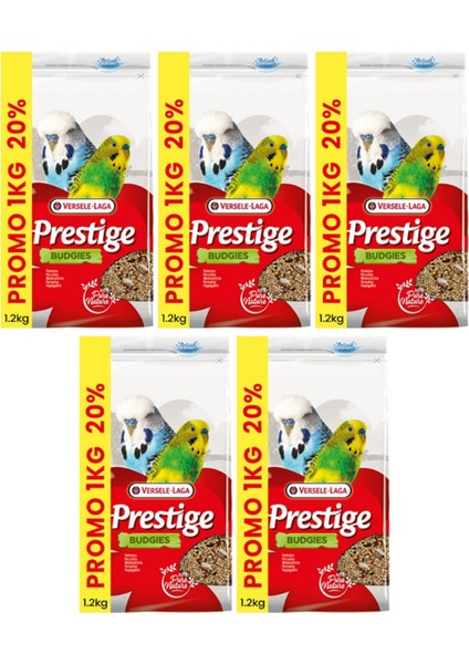Budgies Prestige Muhabbet Kuşu Yemi 1kg+0,2kg Hediye! - 5 Paket