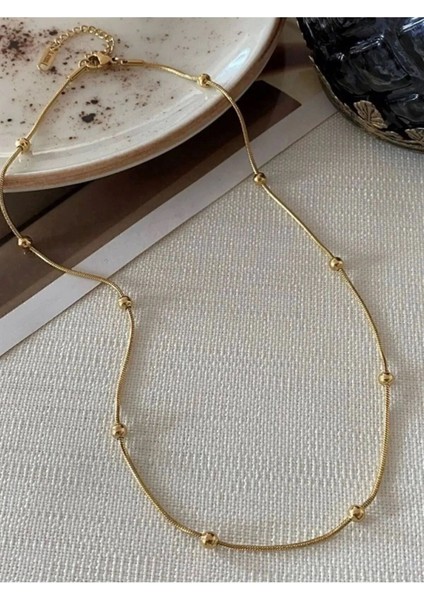 Altın Renk Kararmaz Paslanmaz Çelik Dorika Zincir Çelik Kolye