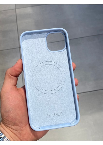 Iphone 14 Plus ve 15 Plus Uyumlu Magsafe Şarj Destekli Içi Kadife Silikon Kılıf
