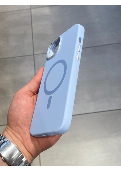 Iphone 14 Plus ve 15 Plus Uyumlu Magsafe Şarj Destekli Içi Kadife Silikon Kılıf