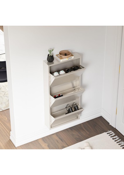 3 Raflı Metal Ayakkabılık Krem indirimleri