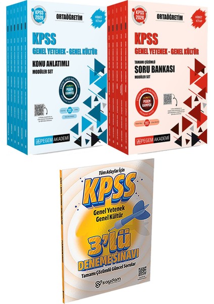 2026 Kpss Ortaöğretim Konu Modüler Set - 2026 Kpss Ortaöğretim Soru Bankası Modüler Set Genel Yetenek Genel Kültür Tamamı Çözümlü (5 Kitap) + 3 Deneme Hediye