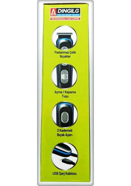 Saç & Sakal Kesme Tıraş Makinesi ( 6 Farklı Kesim-Usb Şarjlı- 2 Kademe Bıçak Ayarı ) 1 Set
