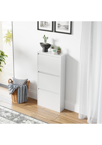 3 Raflı Metal Ayakkabılık Beyaz fırsatları