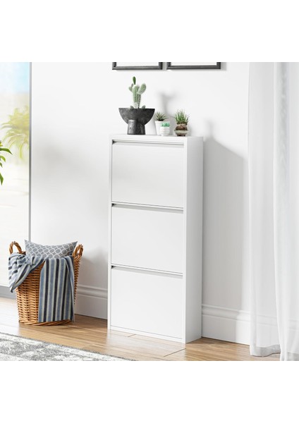 3 Raflı Metal Ayakkabılık Beyaz indirimleri