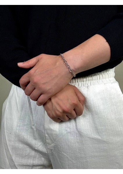 Silver Erkek Zincir Bileklik Kadın Paslanmaz Çelik Renk Atmaz Unısex Kararmaz Çelik Bileklik fırsatları