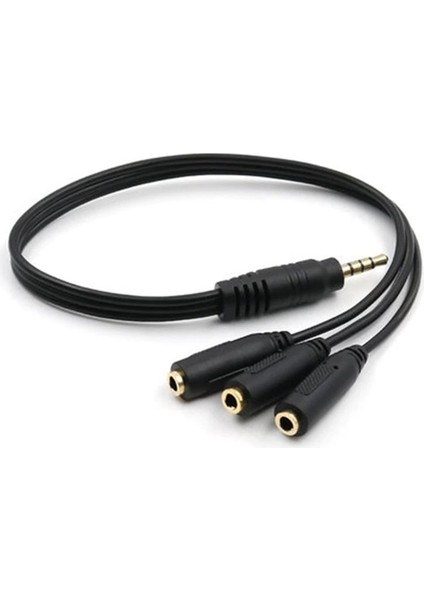 Kulaklık Mikrofon Çoklayıcı 3 Port 3.5mm Splitter Çevirici Dönüştürücü Adaptör