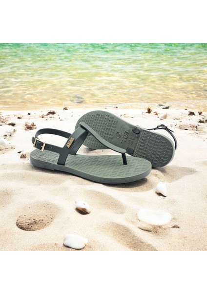 TP101 Haki Yeşil Renk Kadın Parmak Arası Plaj Sandalet modelleri