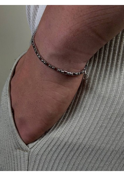 Silver Erkek Zincir Bileklik Kadın Paslanmaz Çelik Renk Atmaz Unısex Kararmaz Çelik Bileklik