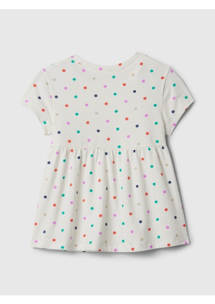 Kız Bebek Kırık Beyaz Desenli Skater T-Shirt modelleri