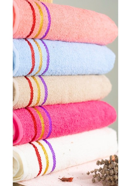 Çizgili pamuklu el ve yüz havlusu seti, 6'lı, 50x90 cm, yumuşak ve şık tasarım