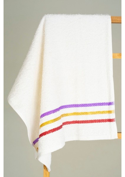 Çizgili pamuklu el ve yüz havlusu seti, 6'lı, 50x90 cm, yumuşak ve şık tasarım