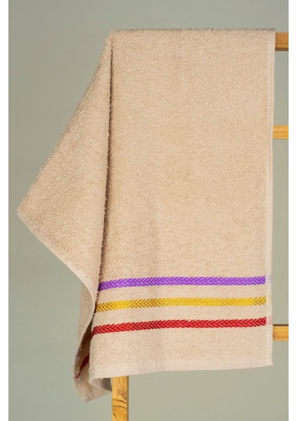 Çizgili pamuklu el ve yüz havlusu seti, 6'lı, 50x90 cm, yumuşak ve şık tasarım