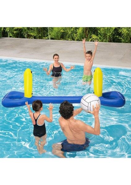 Havuz Voleybol Oyun Seti, 2,44x64 cm, Sarı Lacivert, eğlenceli su aktiviteleri için ideal fiyatları