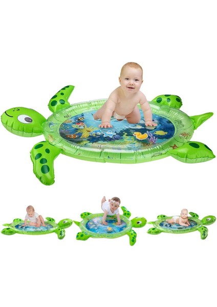 Bebek Su Oyun Matı Tummy Time Aktivite Oyuncağı Su Havuzu - Kaplumbağa