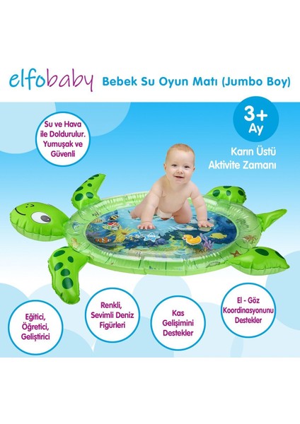 Bebek Su Oyun Matı Tummy Time Aktivite Oyuncağı Su Havuzu - Kaplumbağa