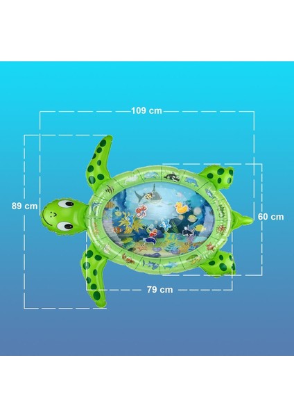 Bebek Su Oyun Matı Tummy Time Aktivite Oyuncağı Su Havuzu - Kaplumbağa