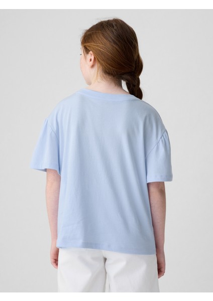 Kız Çocuk Mavi Gap Logo Fırfır Kollu T-Shirt fırsatları