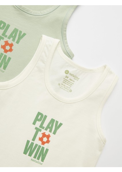 Erkek Çocuk Organik Pamuklu Likralı Atlet Play To Win 4'lü Paket