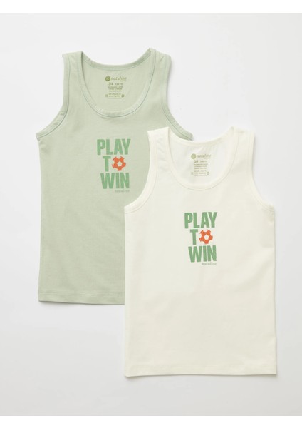 Erkek Çocuk Organik Pamuklu Likralı Atlet Play To Win 4'lü Paket