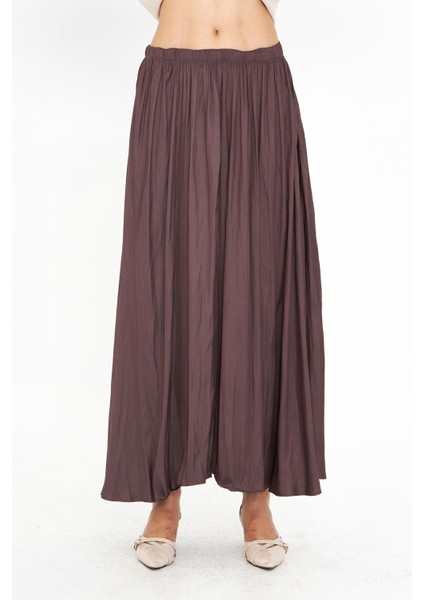 Beli Lastikli Kraşlı Uzun Saten Etek modelleri