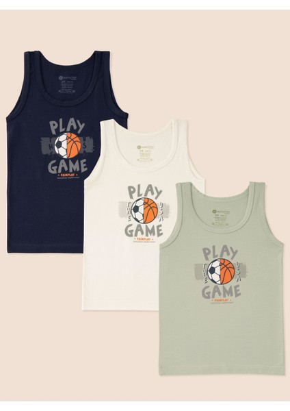 Erkek Çocuk Organik Pamuklu Likralı Atlet Play Game 6'lı Paket