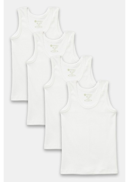 Kız Çocuk Organik Pamuklu Ribana Kroşatalı Atlet 6'lı Paket