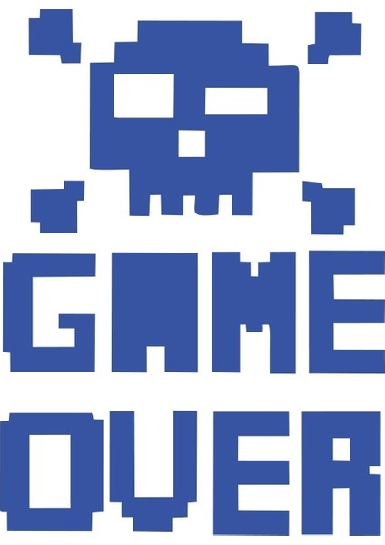 Game Over Sticker 17X17 cm Mavi