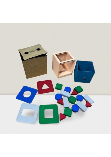 Montessori Eğitici Ahşap Oyuncak, Geometrik Şekiller Içeren Karar Kutusu
