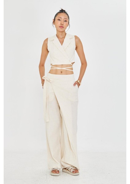 Bol Paça Keten Görünümlü Etek Pantolon fırsatları