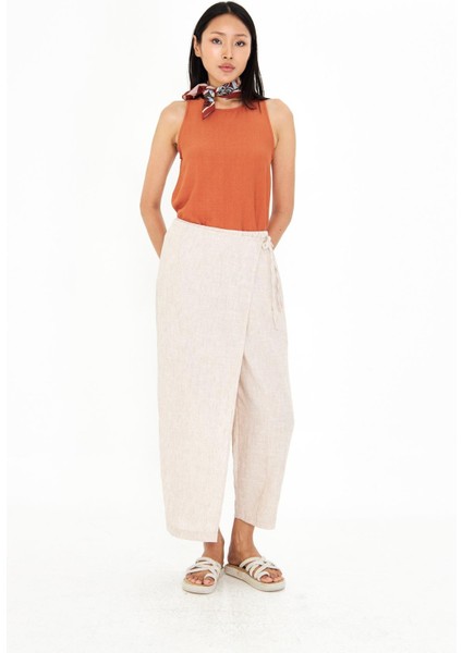 Etek Detaylı Keten Görünümlü Pantolon indirimleri