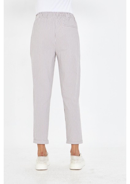 Lastikli Çizgili Chino Pantolon fırsatları